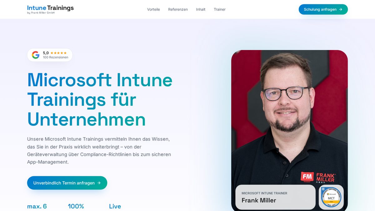 Schulungsseite Microsoft Intune Schulung
